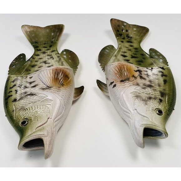 RIVERS EDGE Mens 9 Womens 10 Green Crappie Rubber FISH FLOPS Sandal Gag Gift EUC - Picture 3 of 6